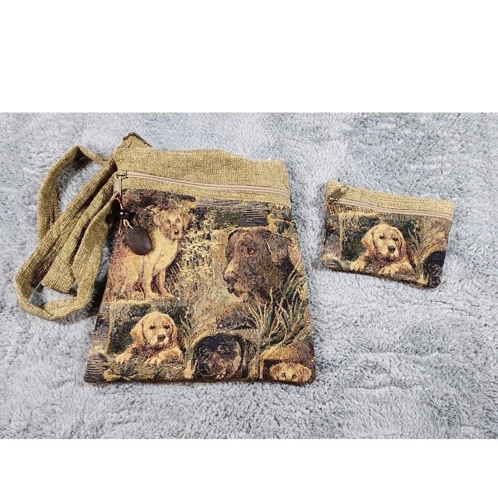 A. Ruiz Designs Tapestry Crossbody Bag w/ Dog Print + Matching Coin Pouch